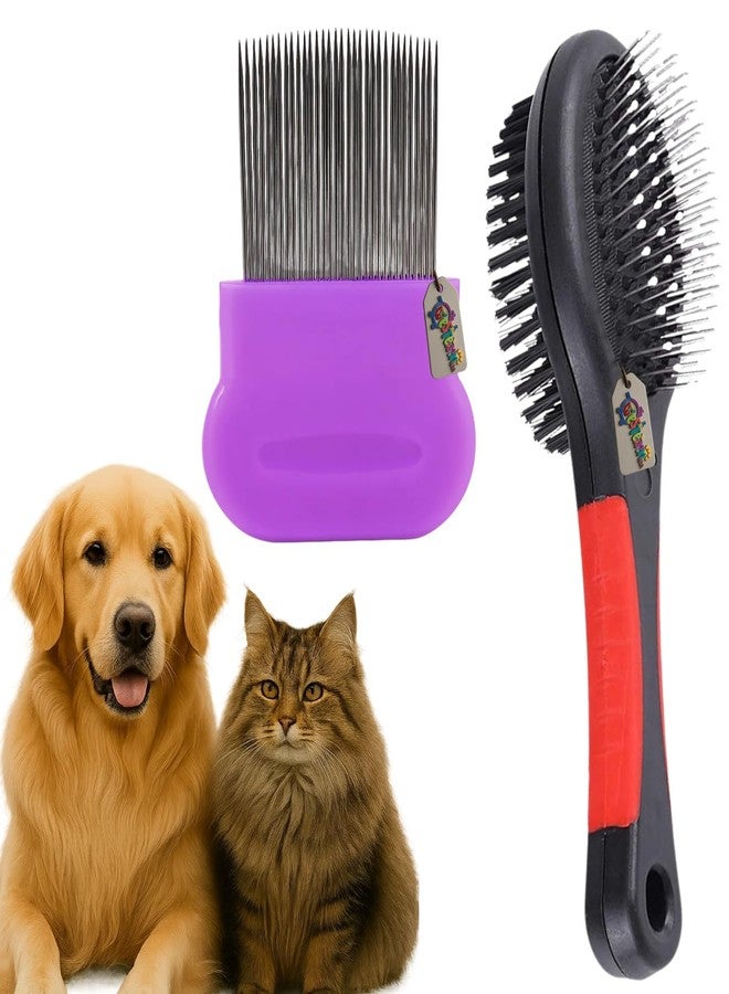 ويستيرن إرا مجموعة العناية بالحيوانات الأليفة من ويسترن إيرا ٢ في ١ للكلاب والقطط | إزالة القراد والبراغيث | فرشاة مزدوجة الجوانب ومشط للبراغيث | مجموعة العناية بالحيوانات الأليفة | إزالة الشعر الزائد وفك التشابك يومياً (عشوائي) - Image 1